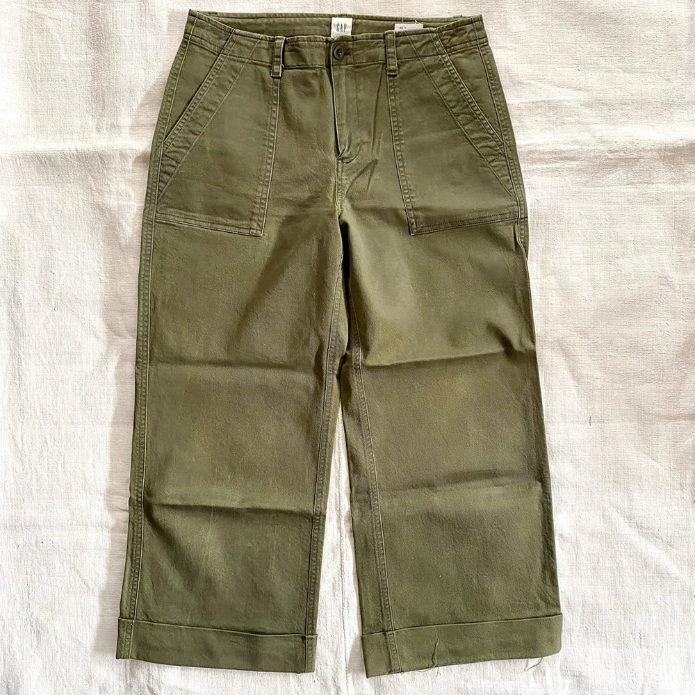 GAP Cotton Canvas High Waist Crop Wide Pants